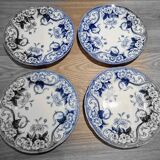 Lot of 4 flat plates Creil Montereau model Flora