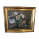 Tableau à l'huile sur toile décor floral signée H.Bossut