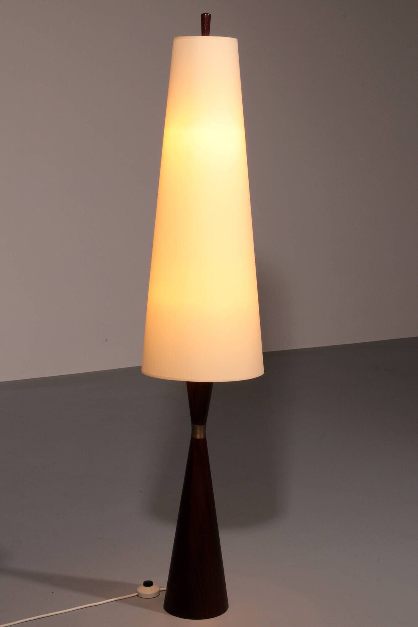 Vintage teak floor lamp with fabric shade from Parker Knoll, 1960s