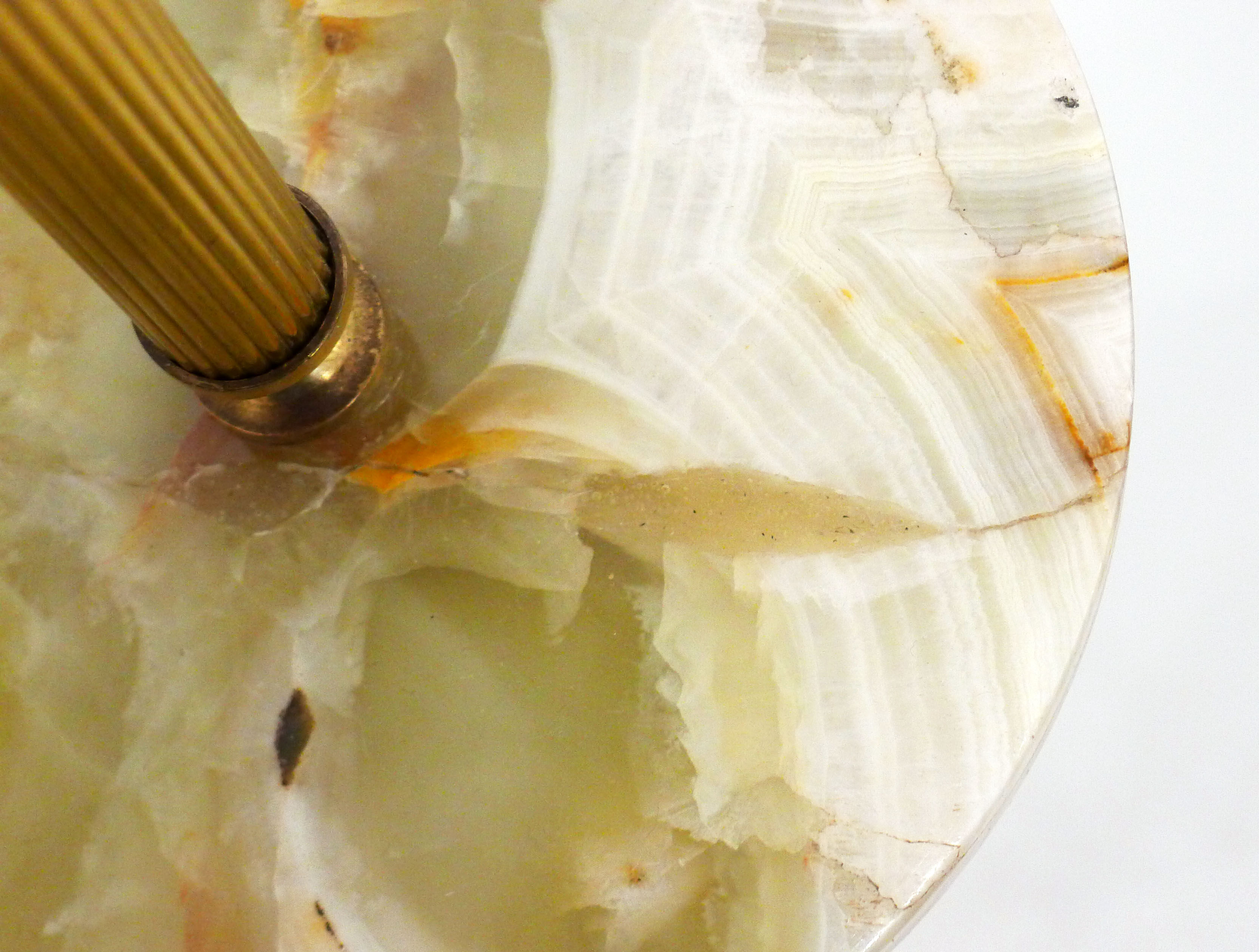 Standing ashtray, onyx & brass