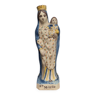 Vierge d'accouchée en faïence XIXe Ste Marie
