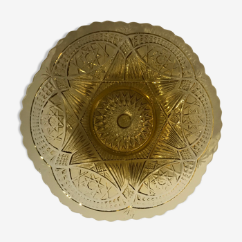 Yellow dish in pressed moulded glass