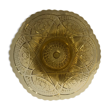 Yellow dish in pressed moulded glass