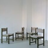 4 green carved wooden chairs | Scandinavia | 1960s