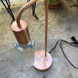 Lampe à poser en métal et tulipe en verre vintage