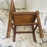 Chaise d'angle  vintage Art Déco en chêne  bobbin et tissus, circa 1930
