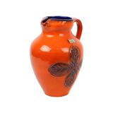 Vase vintage émaillé orange et bleu d'Allemagne de l'Ouest Carstens 116-2L