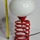 Vintage red lacquered spring lamp, 70s