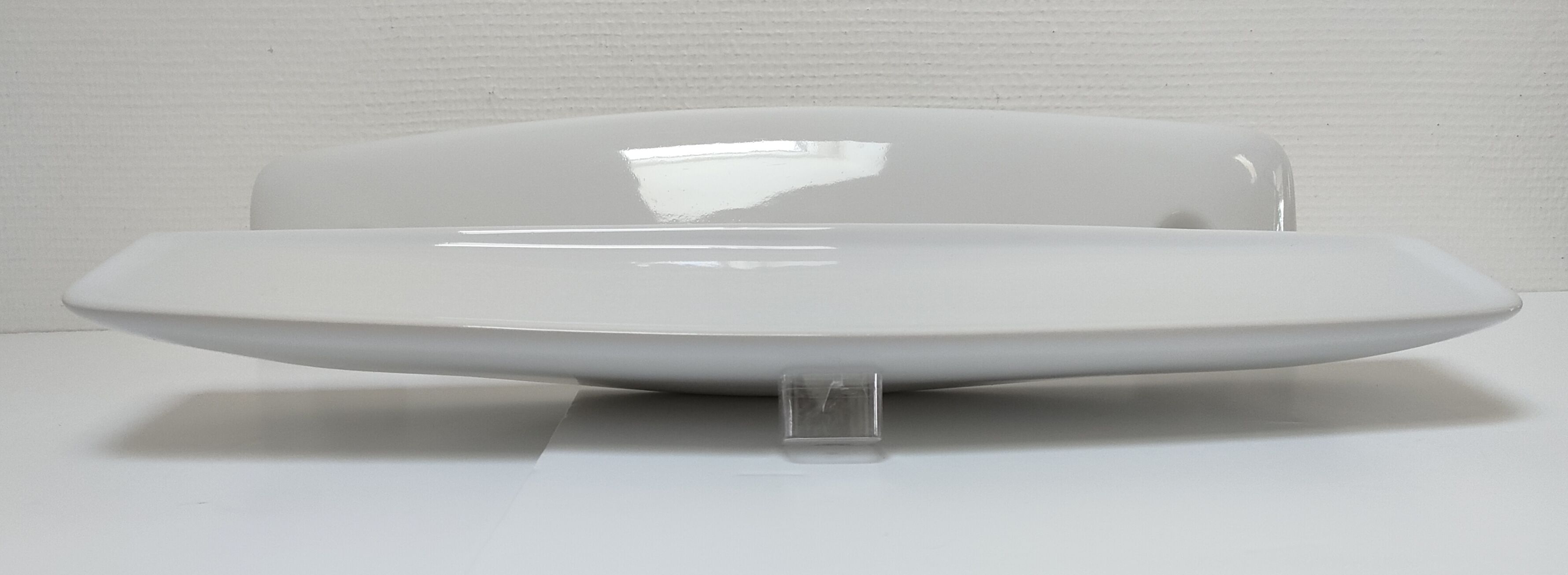 Two wall shelves ceramic glazed white vintage