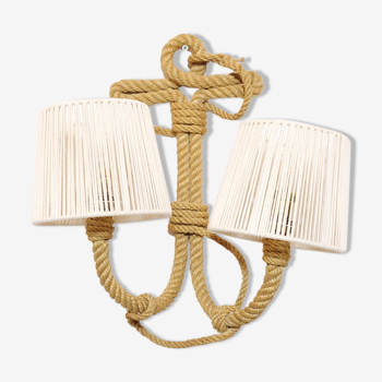 Wall lamp with two braided rope lights, 1950-1960.