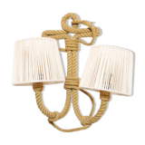 Wall lamp with two braided rope lights, 1950-1960.