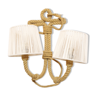 Wall lamp with two braided rope lights, 1950-1960.