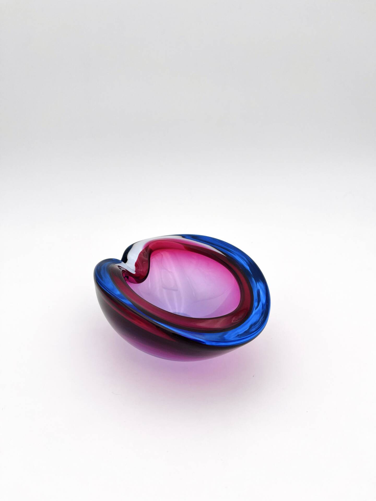 Pocket Glass Murano Flavio Poli Sommerso Fuchsia Blue 17cm