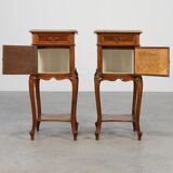 Pair Louis XV‑Style Nightstands with Marble Tops, France ca. 1900