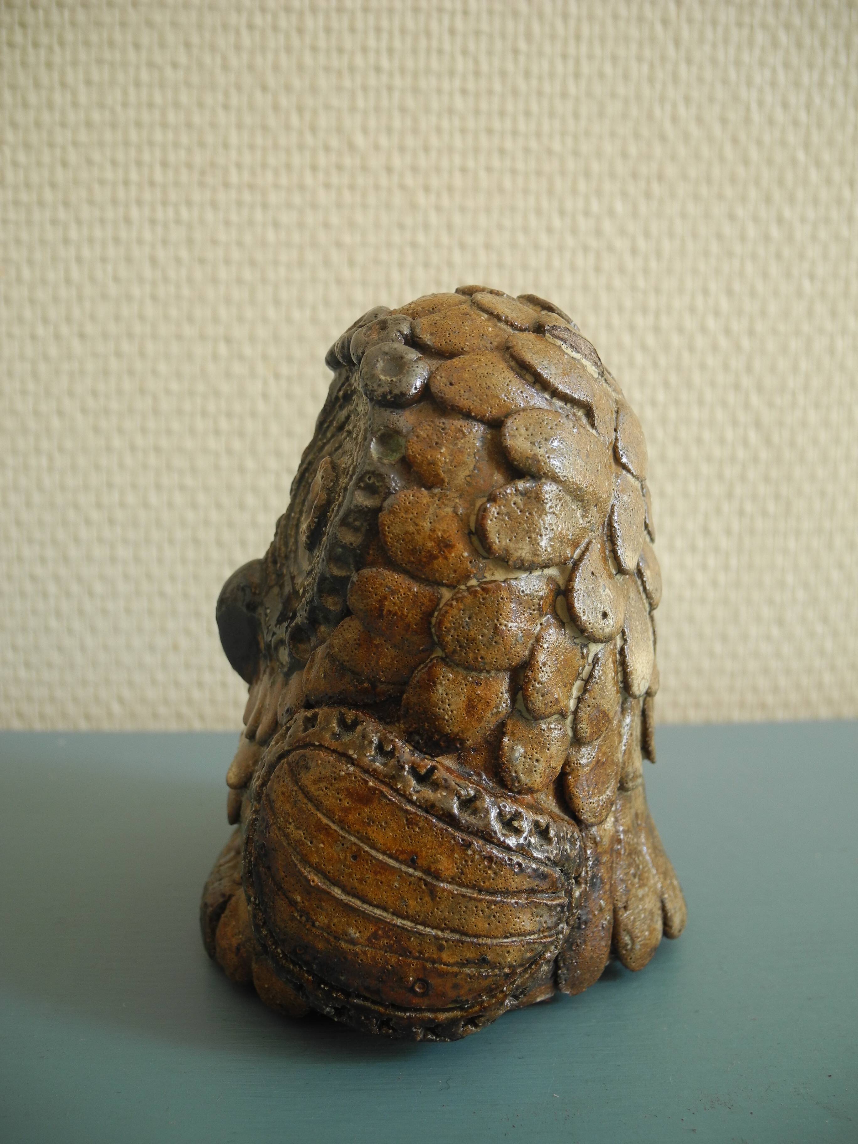 Ancienne sculpture chouette céramique terre cuite old ceramic owl statuette