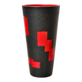 Large modernist vase signed Elchinger, red and black, c.1950 – 37 cm