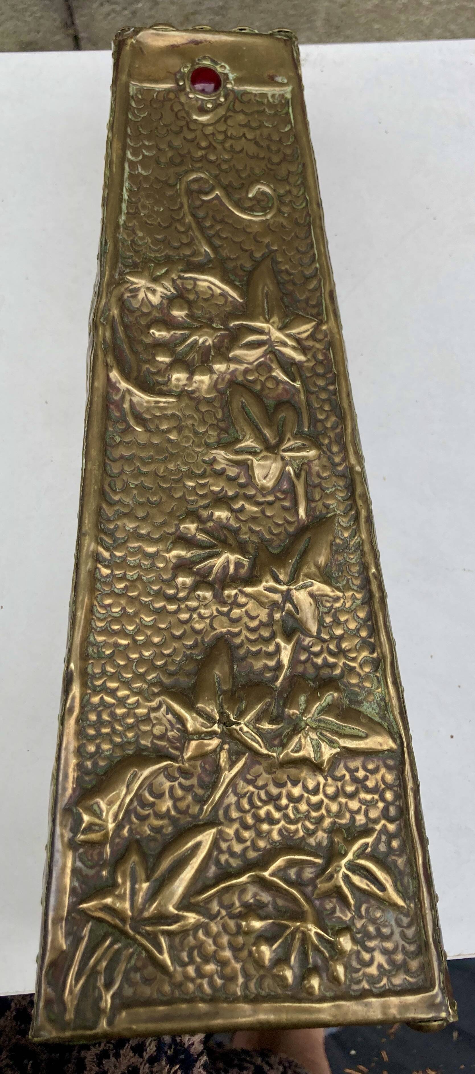 Embossed metal vase by alfred daguet, 1900 art nouveau period