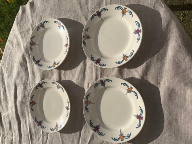 4 flat plates longchamp iron earth model Suzy art deco