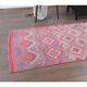 Vintage Turkish Hand-Knotted Wool Cotton Pink Runner 83x324
