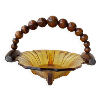 Plat en verre et bois
