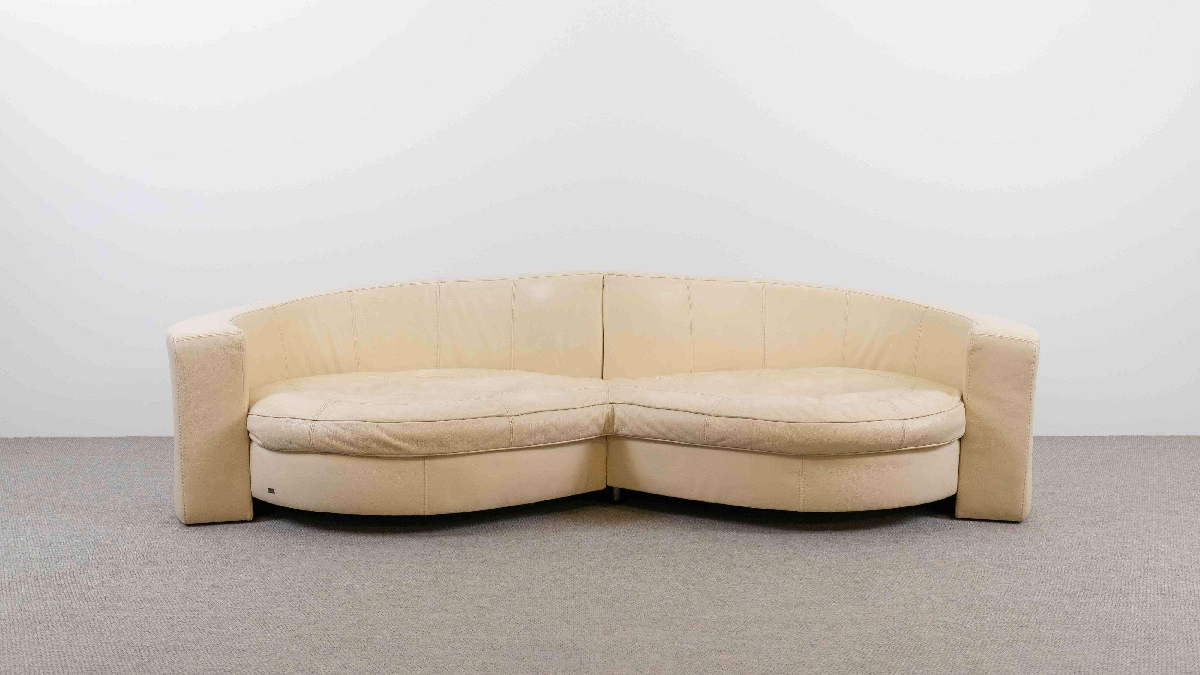 BRETZ Eves Island Creme, 4-Seater Sofa in Leather