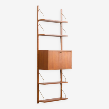 Danish mid-century wall unit with bar cabinet or a secretaire in the style of Poul Cadovius, 1960s