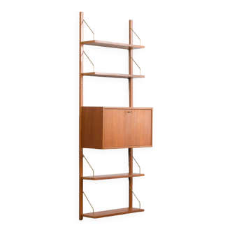 Danish mid-century wall unit with bar cabinet or a secretaire in the style of Poul Cadovius, 1960s