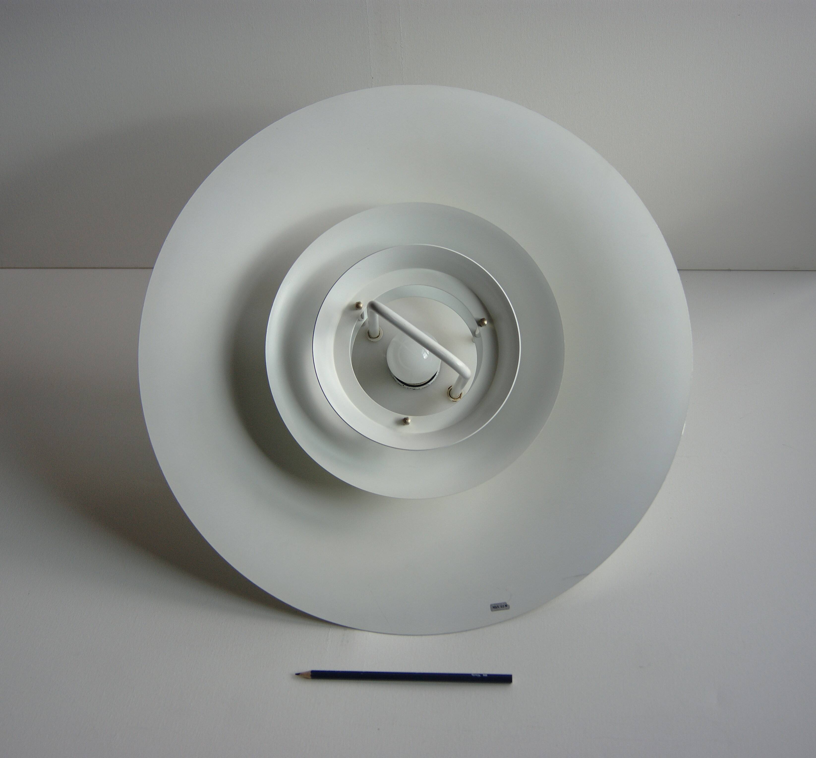 Large white mid-century modern pendant lamp - Frandsen Denmark - 1970s