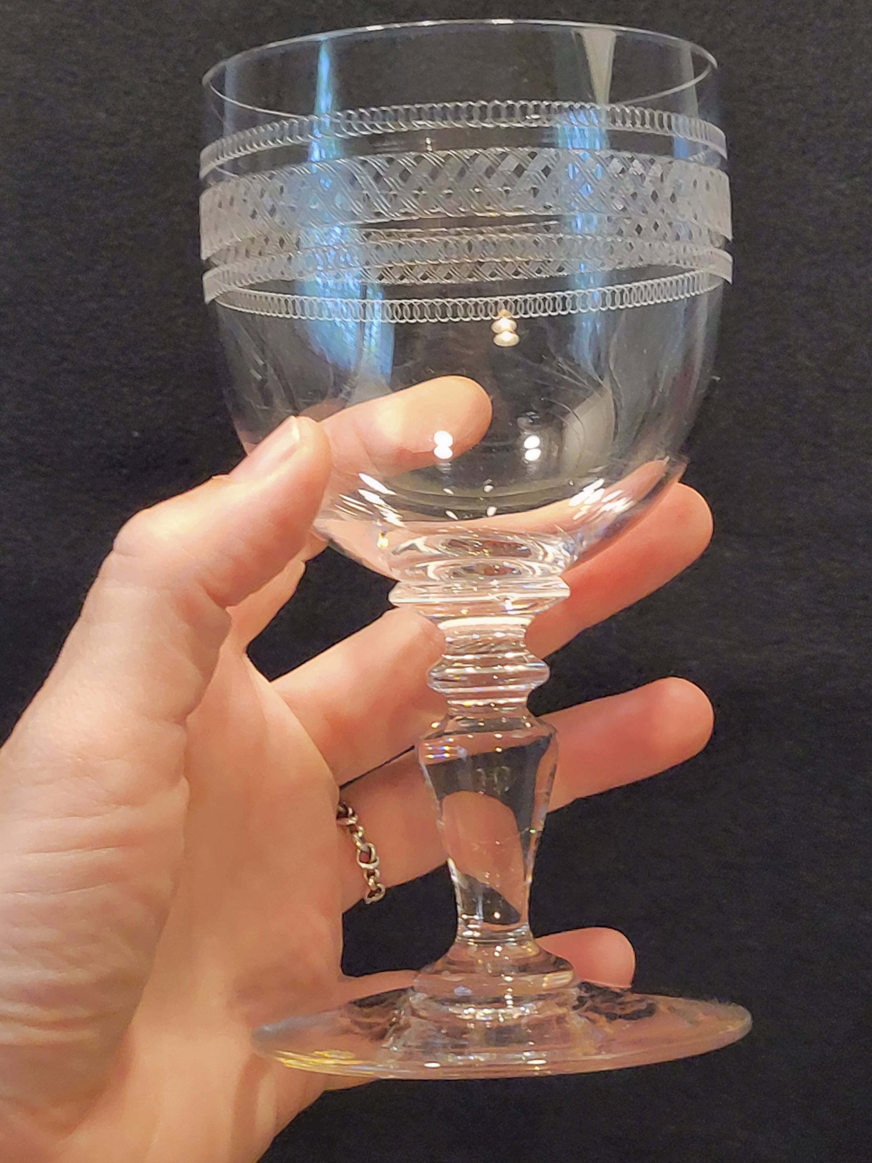 2 Baccarat crystal water glasses, balloon shape model engraving 1423