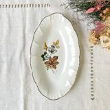Ravier porcelaine digoin chamoi motif fleuri