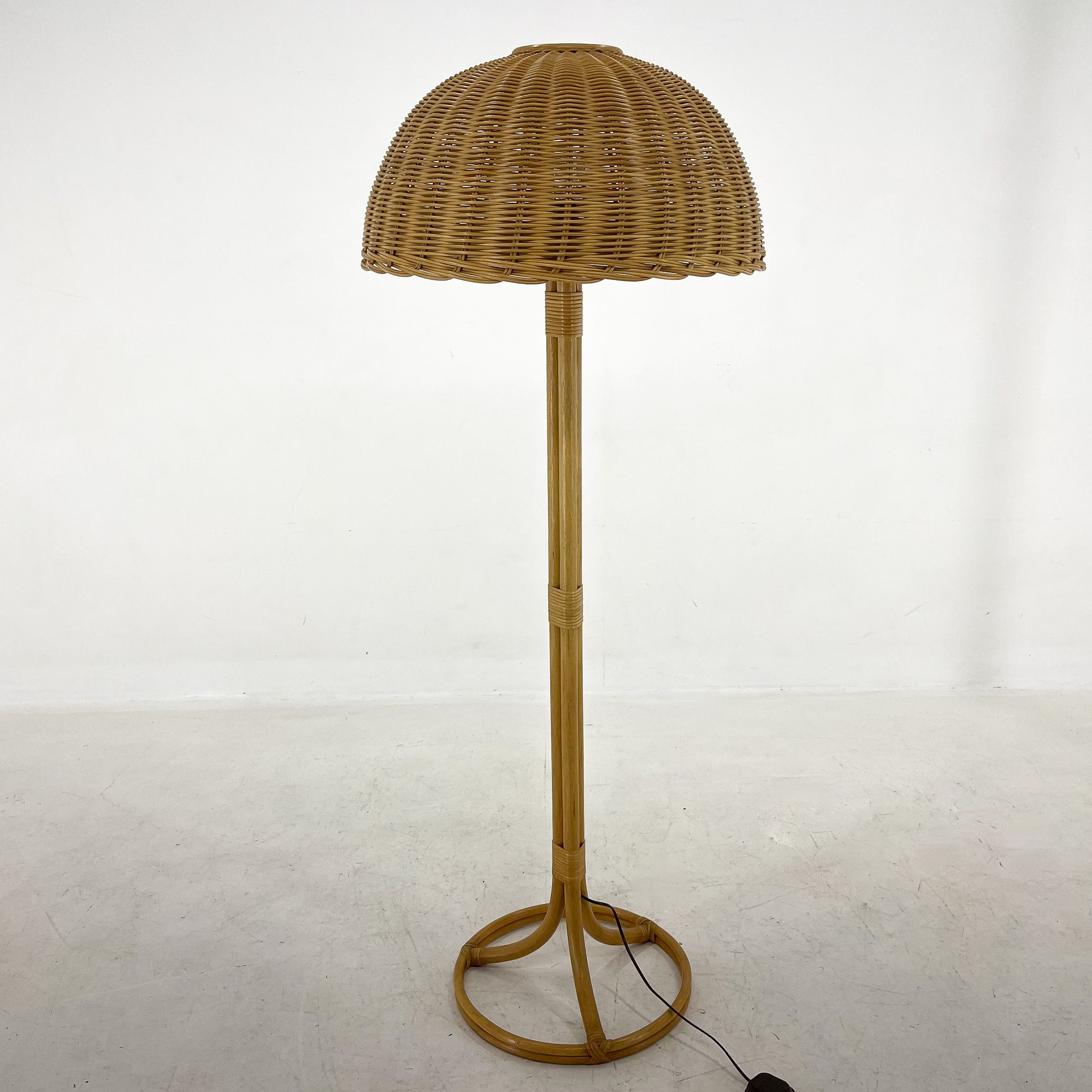 1980's Rattan Floor Lamp, Czechoslovakia