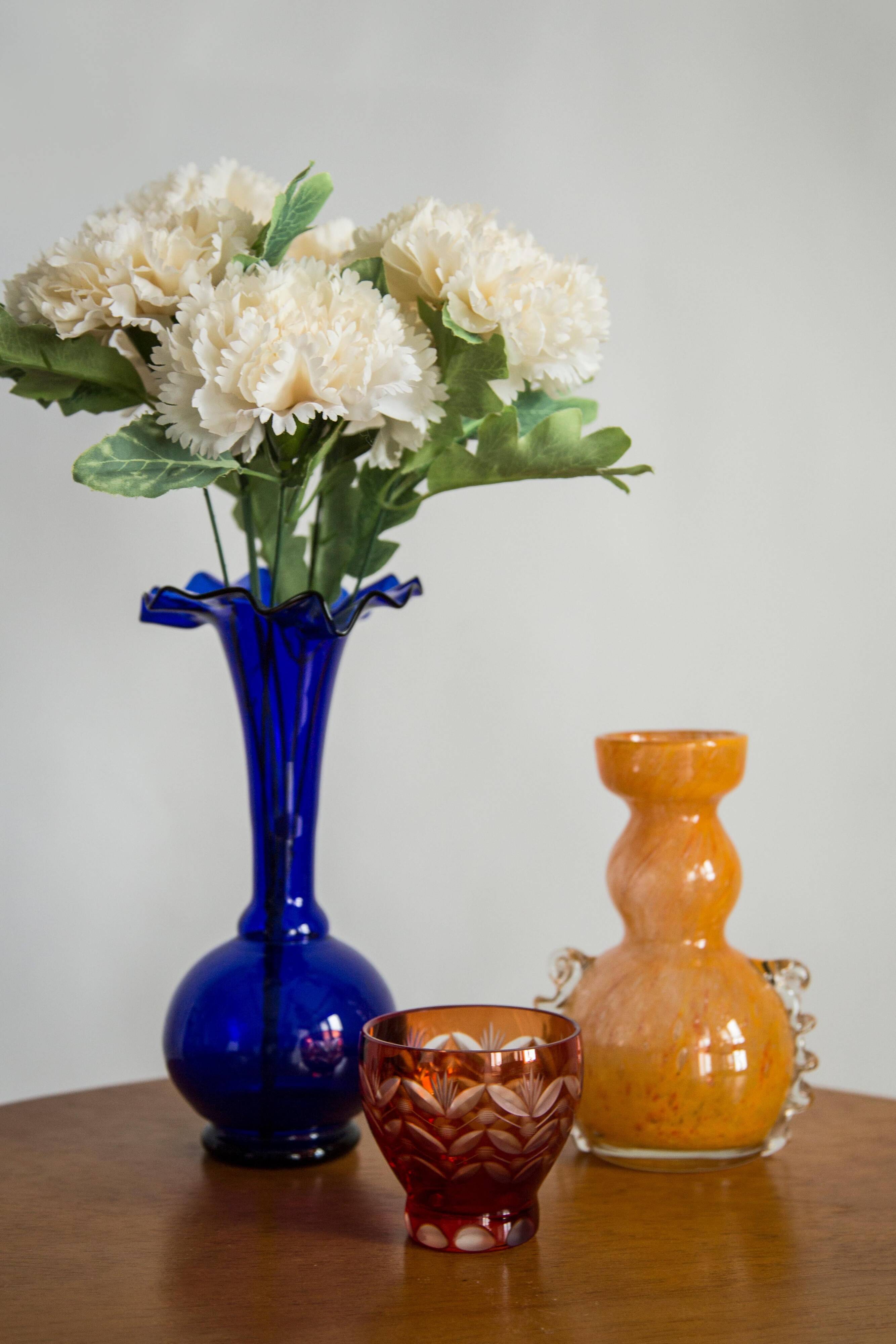 Blue mid-century vase with frills, Europe, 1960s