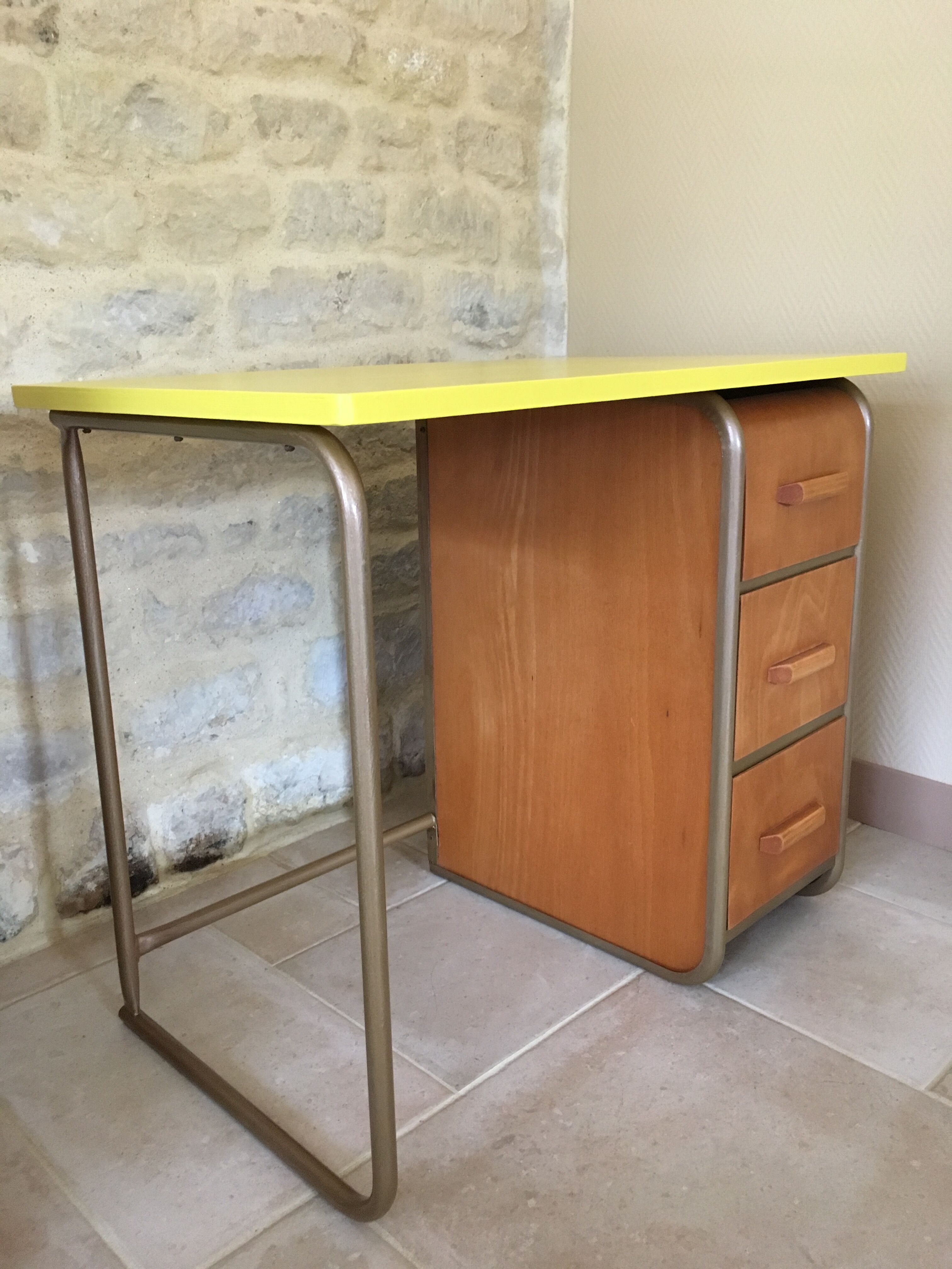 Bureau écolier tubulaire années 50