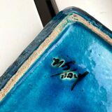 Aldo Londi for Bitossi Italian square teal blue green ashtray