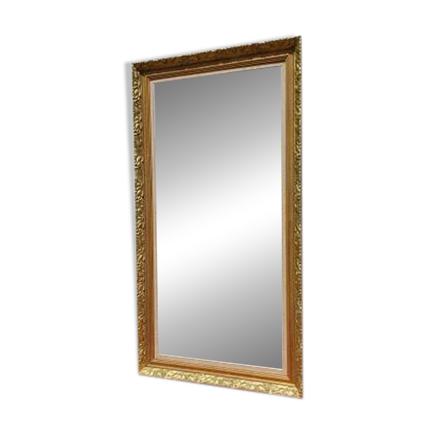 Wooden mirror and gold trim