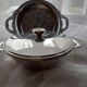 Stainless steel serving bowl with lid + matching tray