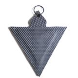 Triangular mirror in silver metal and pearls, 80s