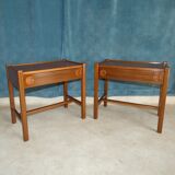Pair of bedside tables in teak veneer circa 1970 scandinavian work