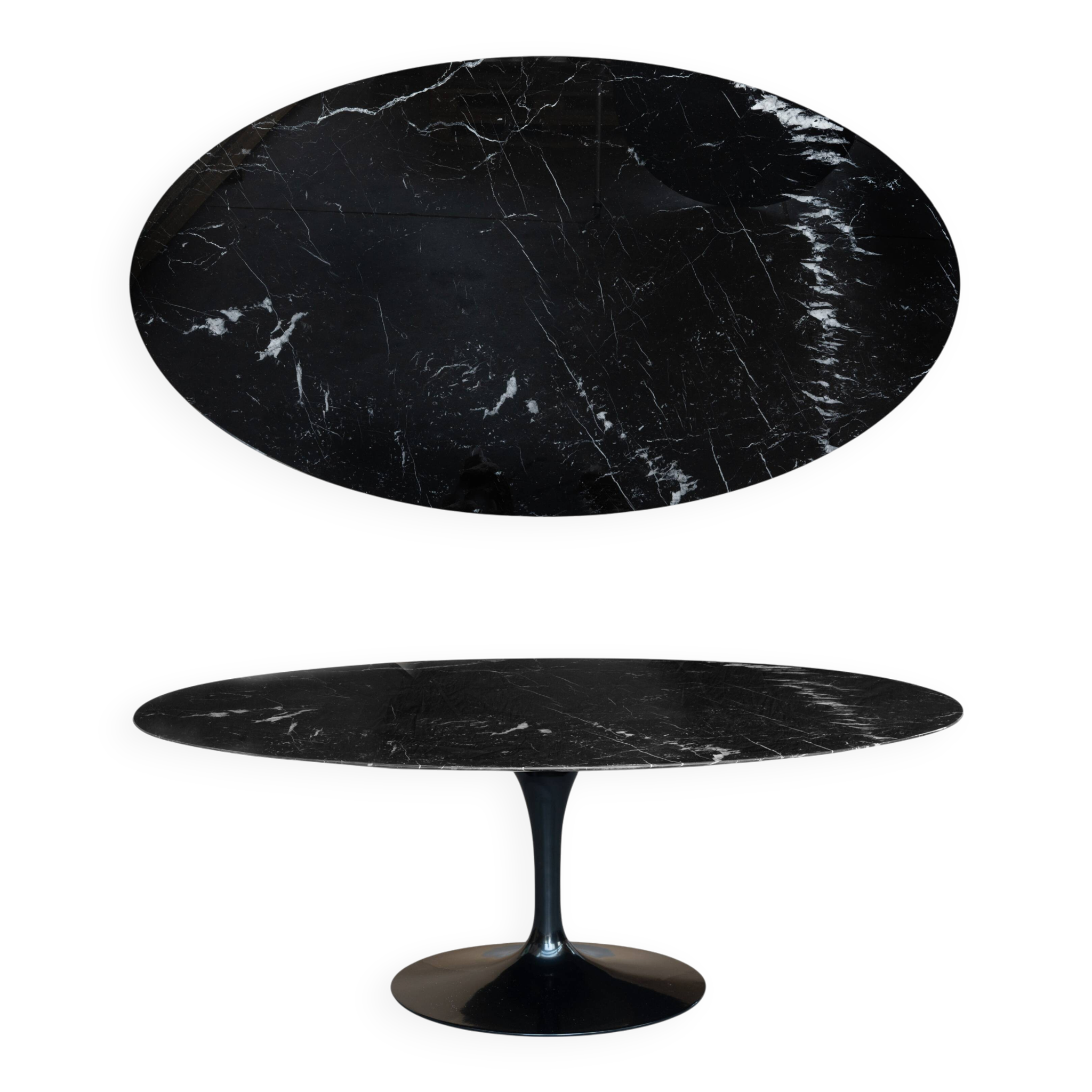 Original knoll tulip dining table 244x137 nero marquina like new!! saarinen