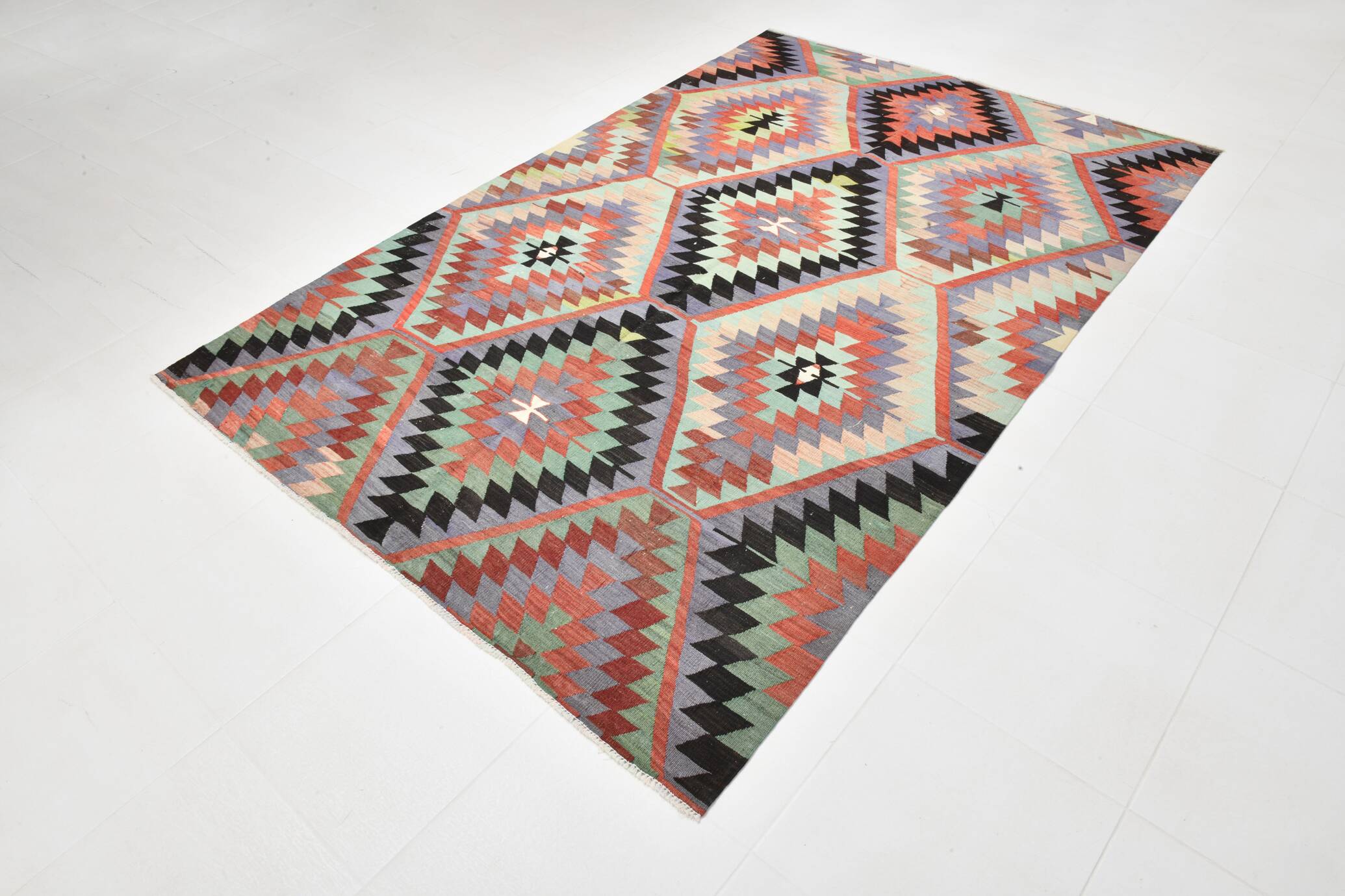 Turkish Nomadic Design Kilim Rug, Oushak Area Rugs 6x8, 170x255 Cm