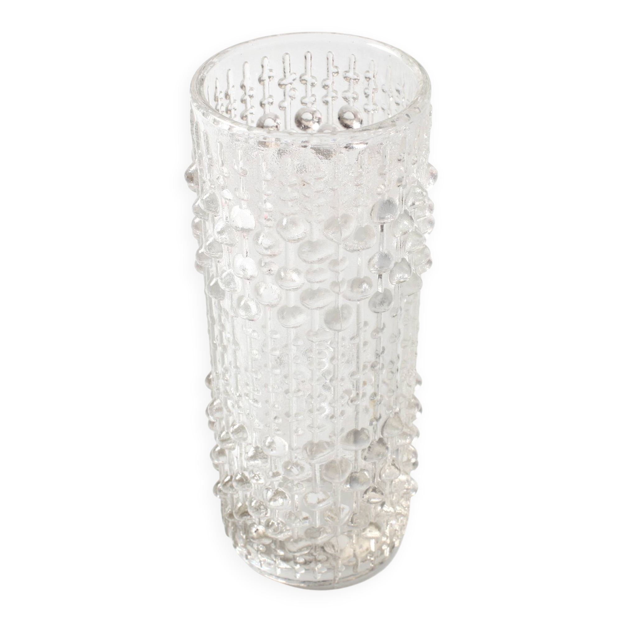 Vase vintage en verre pressé clair CandleWax par František Pečený / 1972