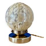 Beautiful table lamp, vintage Art Deco glass globe from Clichy in pink. Diameter