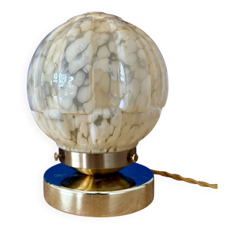 Beautiful table lamp, vintage Art Deco glass globe from Clichy in pink. Diameter