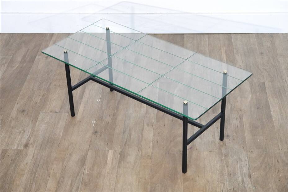Modernist glass and metal coffee table 1950