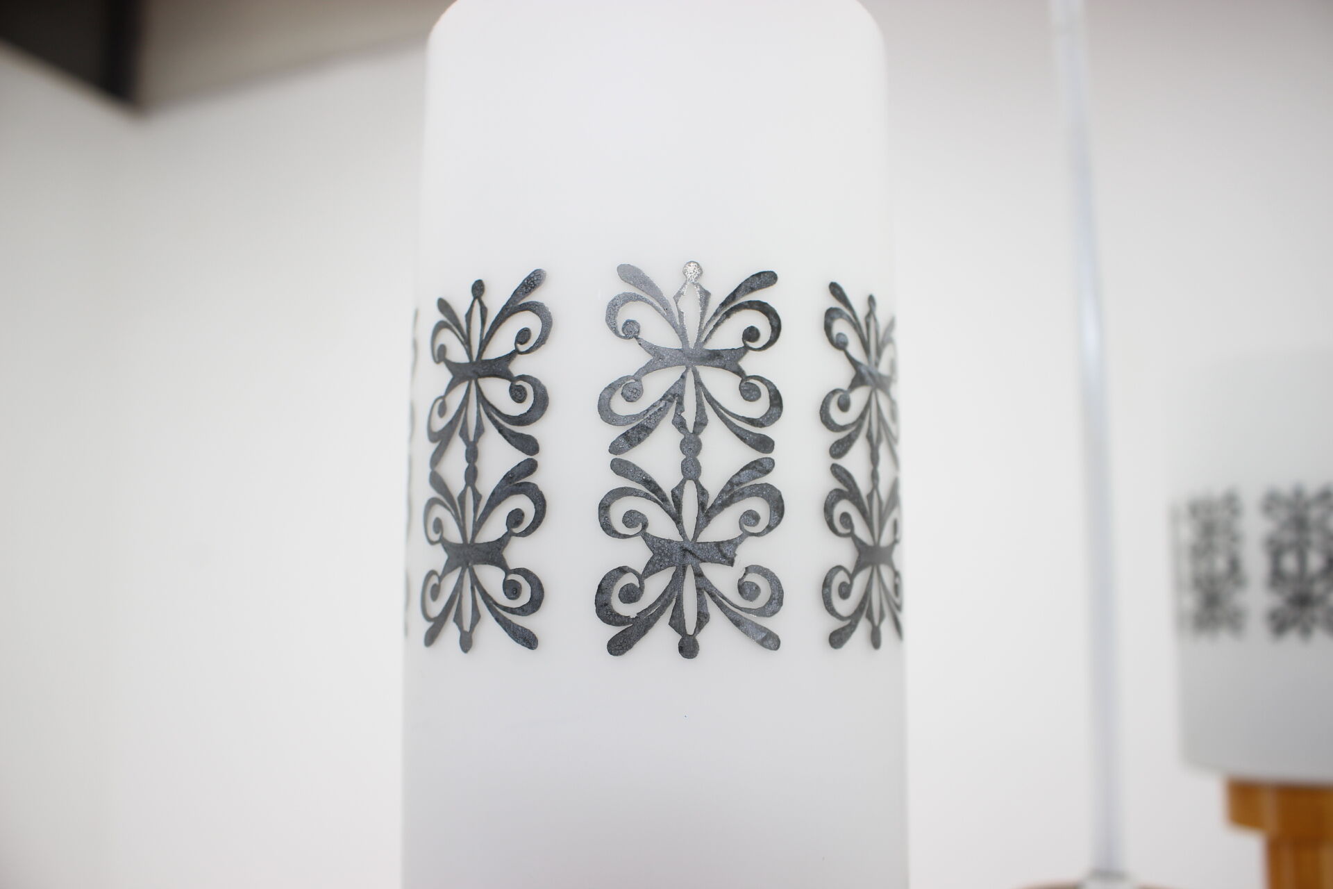 1980s wood and glass pendant light, Czechoslovakia