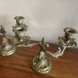 Duo of brass candlesticks