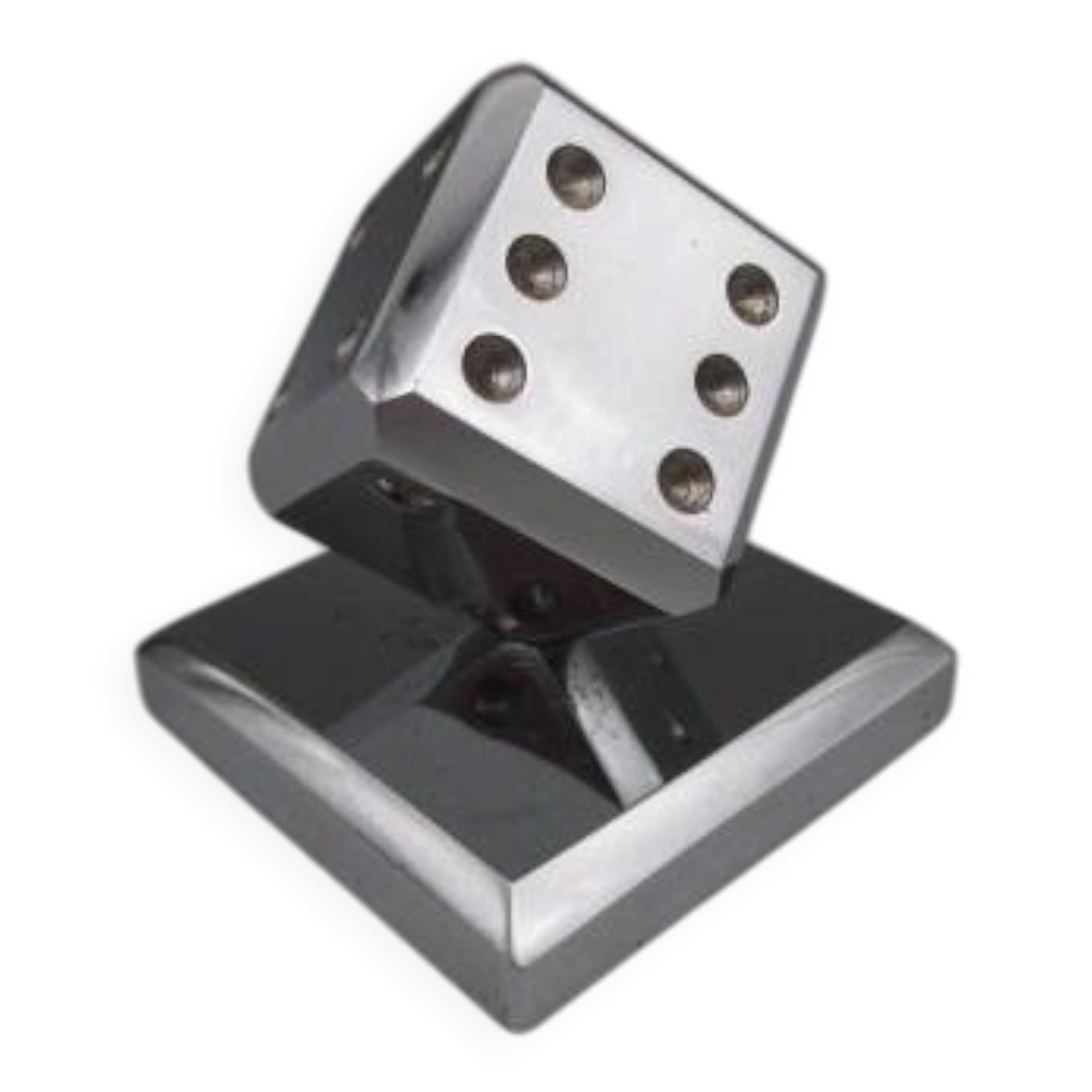 Art Deco vintage chrome metal paperweight/bookend "dice"