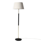 Scandinavian brass and black wood floor lamp, 1950s/60s