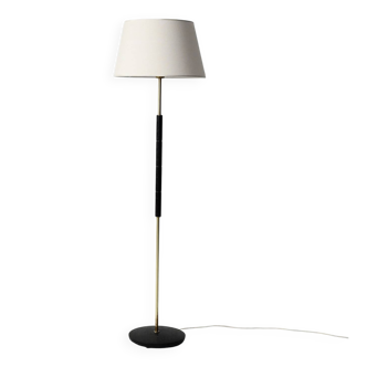 Scandinavian brass and black wood floor lamp, 1950s/60s