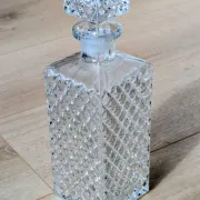 Square Whisky Carafe with Diamond Point Decoration in Moulded-Cut Glass